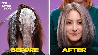 HOW TO DYE YOUR HAIR GREYSILVER  Brown to Silver Hair transition  TO DYE FOR [upl. by Leopoldine]