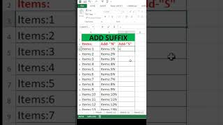 how to add suffix to data in excel  EXCEL [upl. by Leeanne]