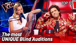 TOP 10  Extraordinarily UNIQUE Blind Auditions in The Voice [upl. by Itsirk713]