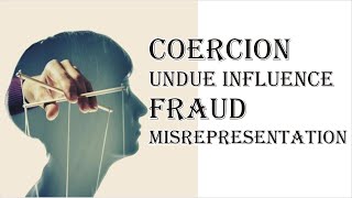 Coercion Undue Influence Fraud Misrepresentation  Indian Contract Act 1872  Law Guru [upl. by Annaeirb644]