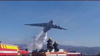 De Cerca Avión Ruso Ilyushin Il76 en Incendio Forestal Quilpué Chile [upl. by Rinum]