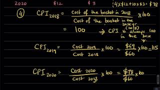 111b Calculating CPI and CPI inflation example [upl. by Lorine]