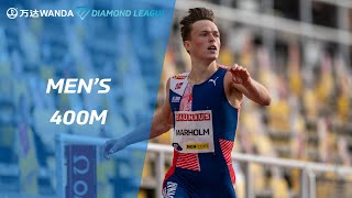 Karsten Warholm runs 4505 over 400m after running 4687 in the 400m hurdles  Wanda Diamond League [upl. by Shoemaker]