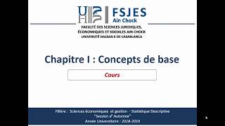 Statistique descriptive  Chapitre I  Concepts de base Cours [upl. by Granny]