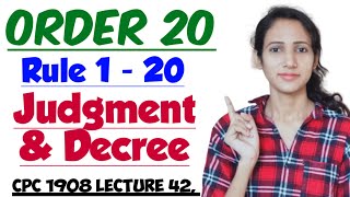 ORDER 20 OF CPC  Rule 1 to 20  Judgment and Decree in CPC  CPC 1908 LECTURE 42 [upl. by Notnats255]