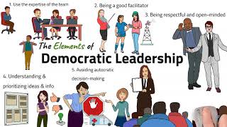 Democratic Leadership Style Participative Leadership  Pros Cons Examples Elements Tips [upl. by Anilave]