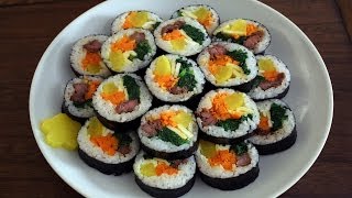 How to make gimbap aka kimbap 김밥 [upl. by Ailehc]