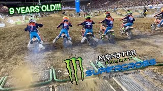 LITTLE KIDS RACING VEGAS SUPERCROSS Huckson Deegan races the KTM Challenge [upl. by Nylrem]