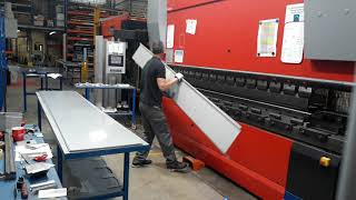 Amada HFE M2 2204 4M 6 axis CNC press brake in operation [upl. by Aitsirhc]