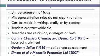 Misrepresentation Lecture 1 of 4 [upl. by Ila]