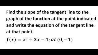 Calculus  Equation  Slope of a tangent line at a point [upl. by Baalbeer917]