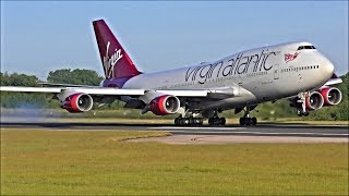 Incredible Close Up Heavy Landings at Manchester Airport  060618 [upl. by Kurzawa798]