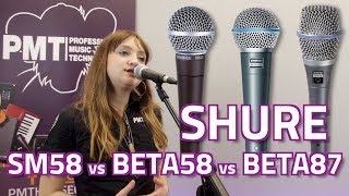 Shure SM58 vs Beta 58A vs Beta 87A Vocal Mic Comparison [upl. by Glass]