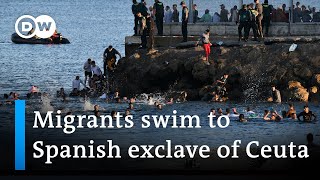 Record number of migrants reach Spanish exclave of Ceuta  DW News [upl. by Odlamur]