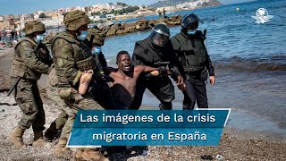 Ceuta las impactantes imágenes de la llegada masiva de inmigrantes al enclave español [upl. by Alram]